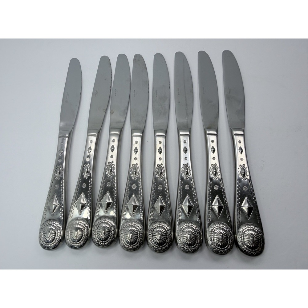 Wallace TAOS 18/10 Stainless Steel Flatware Dinner Knives Lot of 8 Southwest